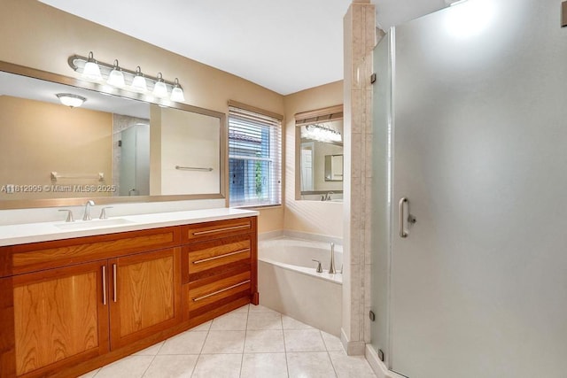 2434 SW 157th Ave, Miramar, FL 33027 - bathroom with a shower stall, vanity, a bath, and tile patterned flooring