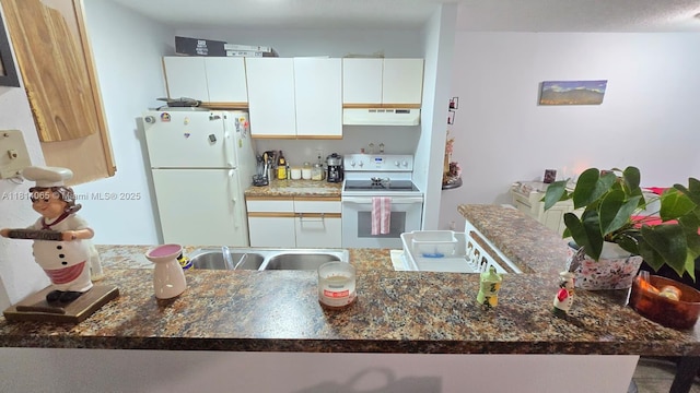 3995 W Mcnab Rd Unit B212, Pompano Beach, FL 33069 - kitchen with white appliances, under cabinet range hood, and white cabinets