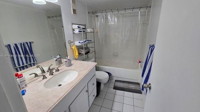 3995 W Mcnab Rd Unit B212, Pompano Beach, FL 33069 - full bath featuring tile patterned floors, vanity, shower / bath combination with curtain, and a textured ceiling