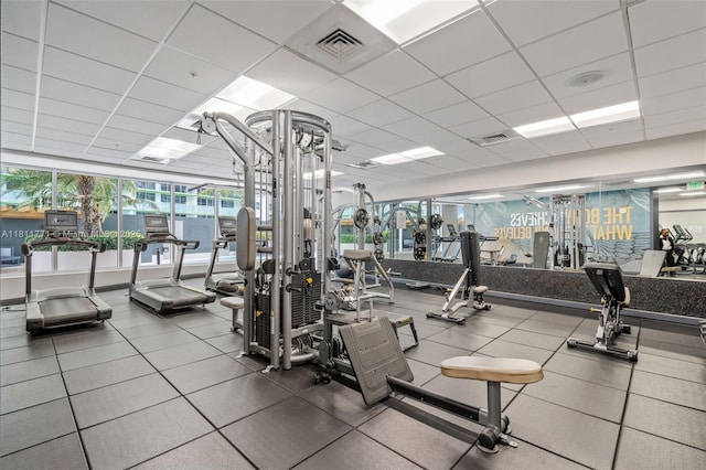1750 N Bayshore Dr Unit 2809, Miami, FL 33132 - exercise room with a drop ceiling