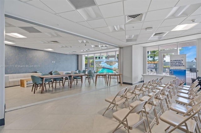 1750 N Bayshore Dr Unit 2809, Miami, FL 33132 - tiled dining area featuring a drop ceiling