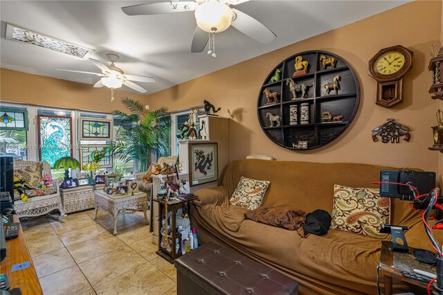 461 Morningside Dr, Miami Springs, FL 33166 - tiled living area featuring a ceiling fan