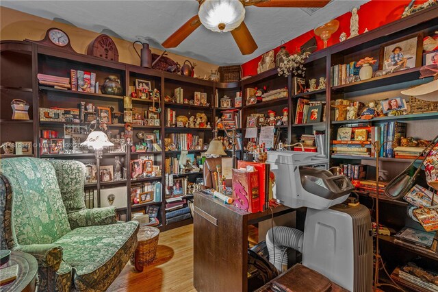 461 Morningside Dr, Miami Springs, FL 33166 - office space featuring wood finished floors and a ceiling fan