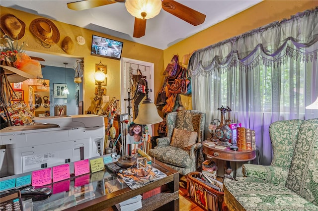 461 Morningside Dr, Miami Springs, FL 33166 - sitting room with ceiling fan and wood finished floors