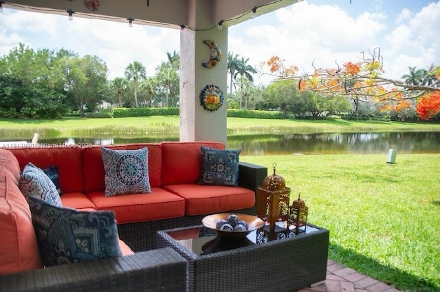 1353 Majesty Ter, Weston, FL 33327 - view of patio featuring an outdoor hangout area and a water view