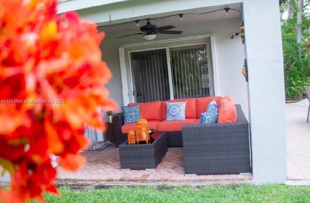 1353 Majesty Ter, Weston, FL 33327 - view of patio / terrace featuring an outdoor living space and ceiling fan