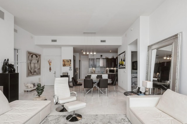 900 Brickell Key Blvd Unit 1702, Miami, FL 33131 - living area with light marble finish flooring