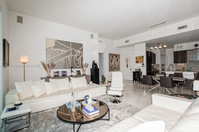 900 Brickell Key Blvd Unit 1702, Miami, FL 33131 - living area with light marble finish floors