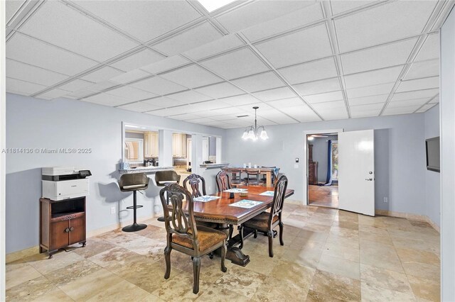 200 Asphodel Dr, Al, ,, AL 36303 - dining area with a drop ceiling and a chandelier
