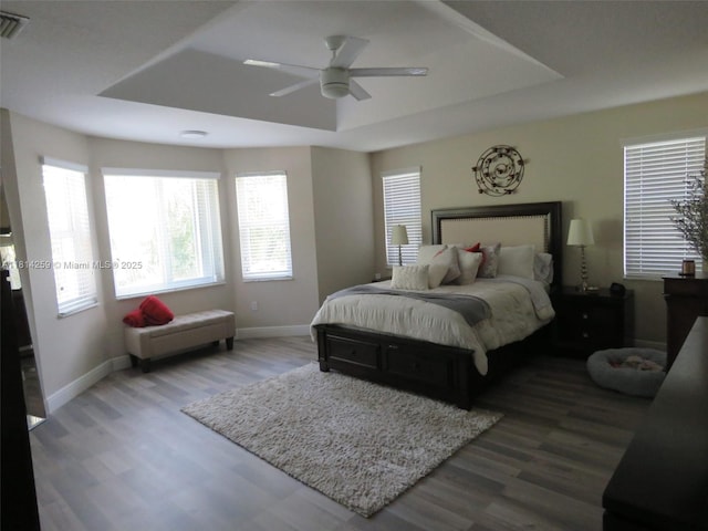 16815 SW 49th Ct, Miramar, FL 33027 - bedroom featuring a tray ceiling, multiple windows, and wood finished floors