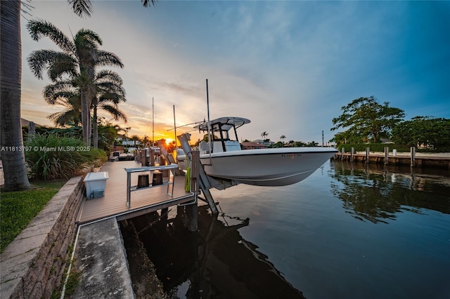 1437 SE 13th St, Deerfield Beach, FL 33441 - dock area with boat lift and a water view