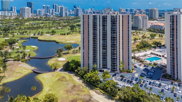 20379 W Country Club Dr Unit 1237, Aventura, FL 33180 - bird's eye view of a nearby body of water, a golf course, and skyline