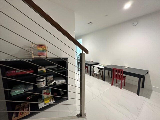 1080 Brickell Ave Unit 1409, Miami, FL 33131 - staircase with marble finish flooring and baseboards