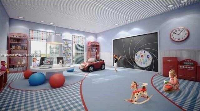 1080 Brickell Ave Unit 1409, Miami, FL 33131 - game room featuring carpet and wainscoting