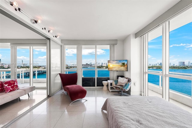 540 W Ave Unit 914, Miami Beach, FL 33139 - bedroom featuring speckled floor, access to outside, and multiple windows