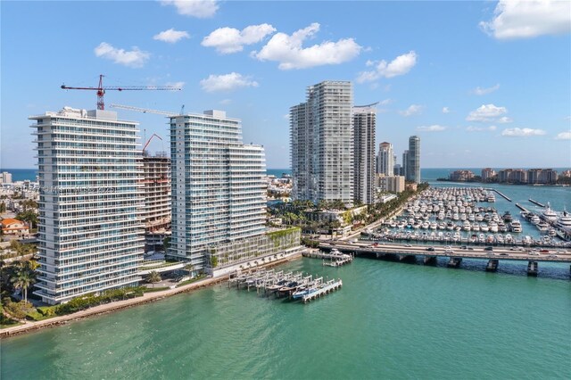 540 W Ave Unit 914, Miami Beach, FL 33139 - water view with skyline and a marina