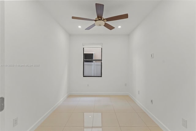 3502 W 86th Ter, Hialeah, FL 33018 - empty room with light tile patterned floors, recessed lighting, baseboards, and ceiling fan