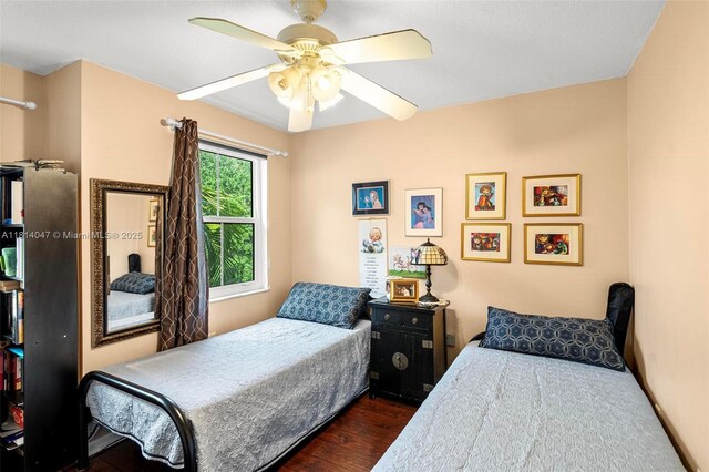 16316 SW 48th St, Miramar, FL 33027 - bedroom featuring dark wood-style flooring and ceiling fan