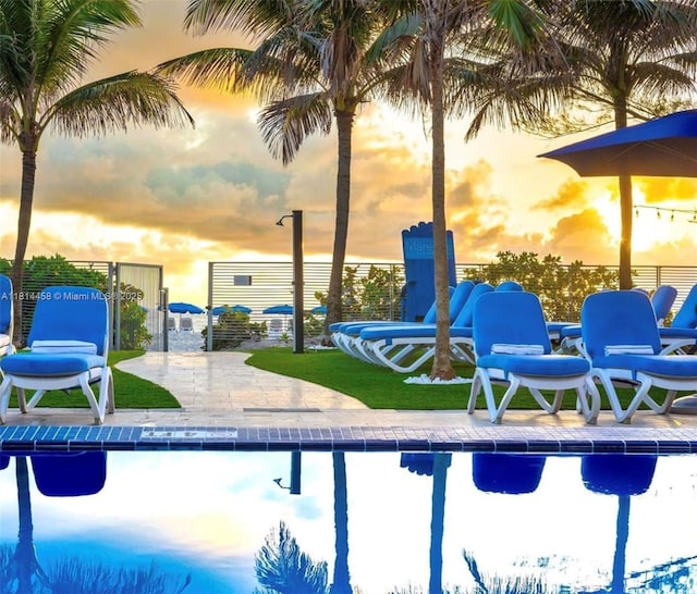 18683 Collins Ave Unit 2510, Sunny Isles Beach, FL 33160 - pool at dusk with an outdoor pool