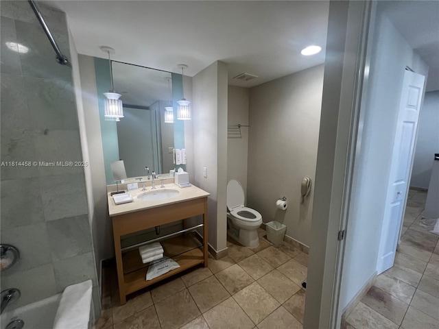 18683 Collins Ave Unit 2510, Sunny Isles Beach, FL 33160 - bathroom with vanity, shower / bathtub combination, and tile patterned floors