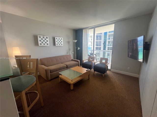 18683 Collins Ave Unit 2510, Sunny Isles Beach, FL 33160 - carpeted living room with a wall of windows and baseboards