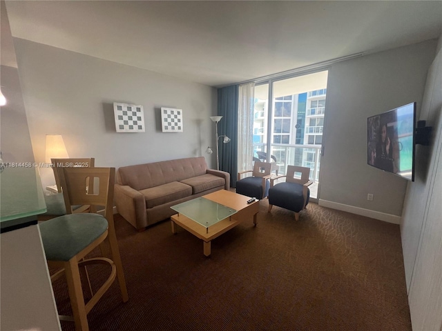18683 Collins Ave Unit 2510, Sunny Isles Beach, FL 33160 - carpeted living area featuring a wall of windows and baseboards