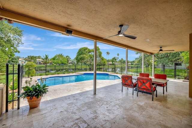 13241 SW 32nd Ct, Davie, FL 33330 - view of swimming pool with a patio and a ceiling fan