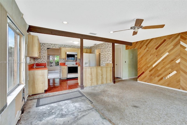 1360 NW 94th Ave, Plantation, FL 33322 - unfurnished living room featuring wood walls, ceiling fan, and a sink