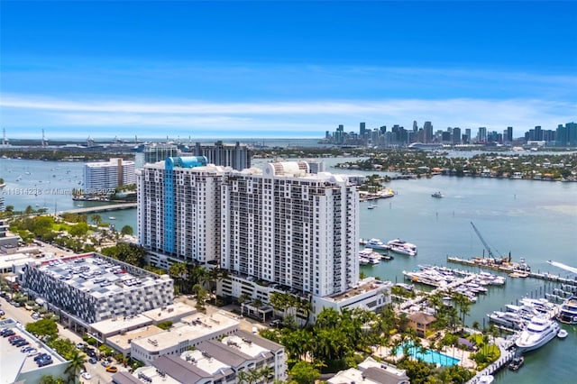 1900 Sunset Harbour Dr Unit 1814, Miami Beach, FL 33139 - drone / aerial view of city skyline and a nearby body of water