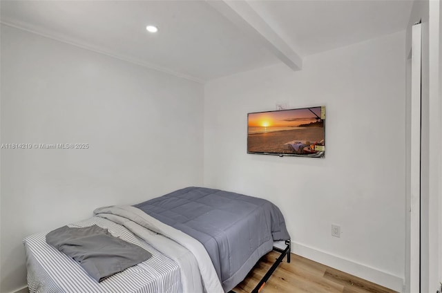 920 SW 8th Ct, Miami, FL 33130 - bedroom featuring wood finished floors, beam ceiling, and recessed lighting