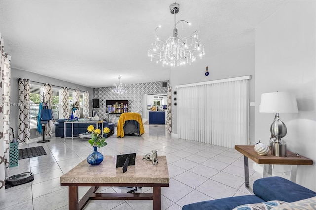 15240 SW 188th St, Miami, FL 33187 - living room with a chandelier and light tile patterned floors
