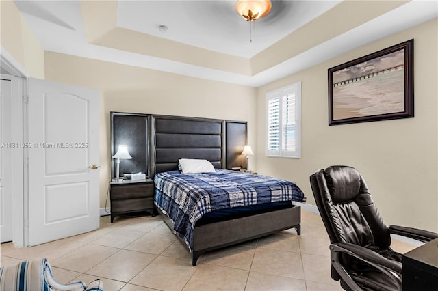 8753 SW 3rd Ln, Miami, FL 33174 - bedroom with a tray ceiling, light tile patterned floors, and baseboards