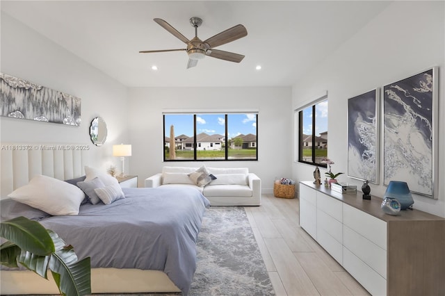 4381 SW 178th Ave, Miramar, FL 33029 - bedroom featuring light wood finished floors, recessed lighting, and a ceiling fan