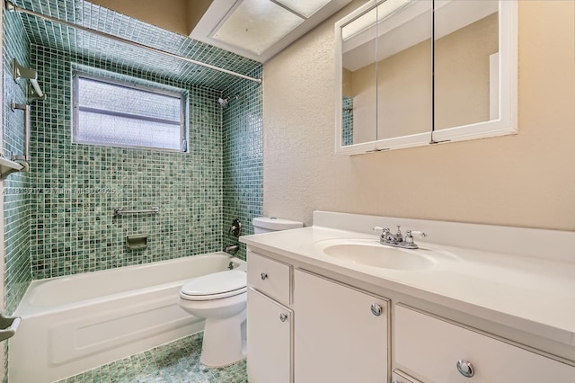 9802 N Military Trl, Palm Beach Gardens, FL 33410 - bathroom with shower / washtub combination, toilet, vanity, and a textured wall