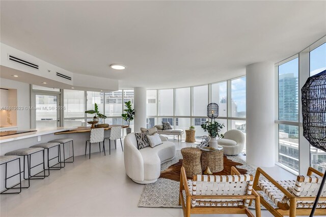 6301 Collins Ave Unit 1405, Miami Beach, FL 33141 - living area featuring a wall of windows