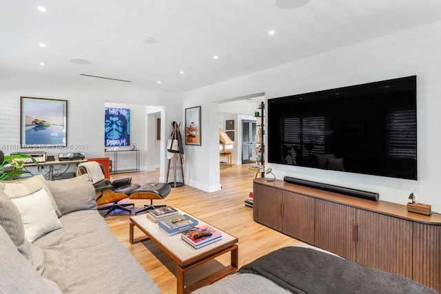 600 Allendale Rd, Key Biscayne, FL 33149 - living area with light wood-style floors, recessed lighting, and baseboards