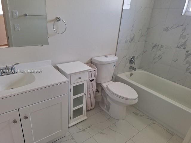 3961 Park Ln, Palm Springs, FL 33406 - full bath featuring marble look tile flooring, vanity, and shower / tub combination