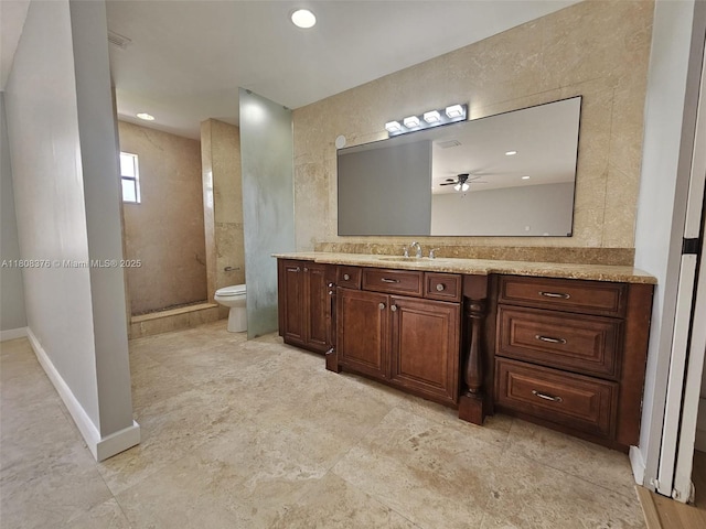 4131 NW 79th Ave Unit 4131, Sunrise, FL 33351 - full bath featuring toilet, vanity, a ceiling fan, and a shower stall