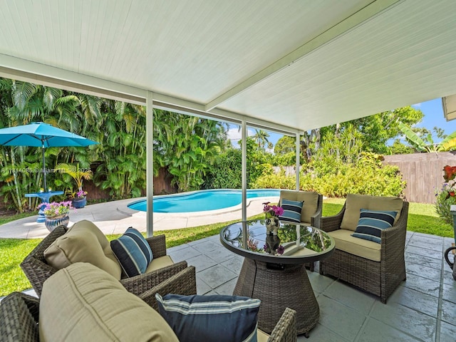 9200 SW 178th Ter, Palmetto Bay, FL 33157 - fenced backyard with outdoor lounge area and a patio