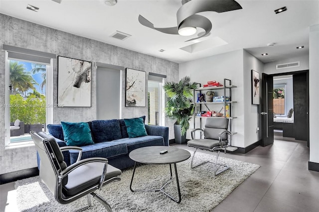 2612 Key Largo Ln, Fort Lauderdale, FL 33312 - living area with a ceiling fan and plenty of natural light