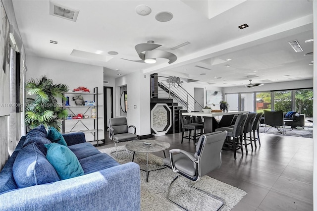 2612 Key Largo Ln, Fort Lauderdale, FL 33312 - living room with ceiling fan and stairway