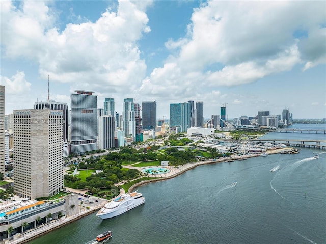 50 Biscayne Blvd Unit 3106, Miami, FL 33132 - drone / aerial view of skyline and a nearby body of water