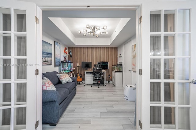 50 Biscayne Blvd Unit 3106, Miami, FL 33132 - office with french doors and a tray ceiling