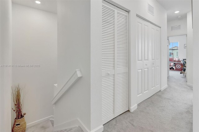 24686 SW 119th Pl, Homestead, FL 33032 - hallway with carpet, baseboards, and recessed lighting
