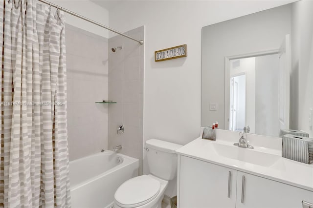 24686 SW 119th Pl, Homestead, FL 33032 - bathroom with toilet, shower / bath combination with curtain, and vanity