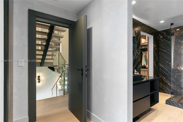90 SW 3rd St Ph-14, Miami, FL 33130 - hall featuring an upstairs landing and wood finished floors
