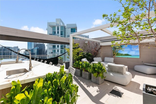 90 SW 3rd St Ph-14, Miami, FL 33130 - view of patio / terrace featuring a view of city and a sink