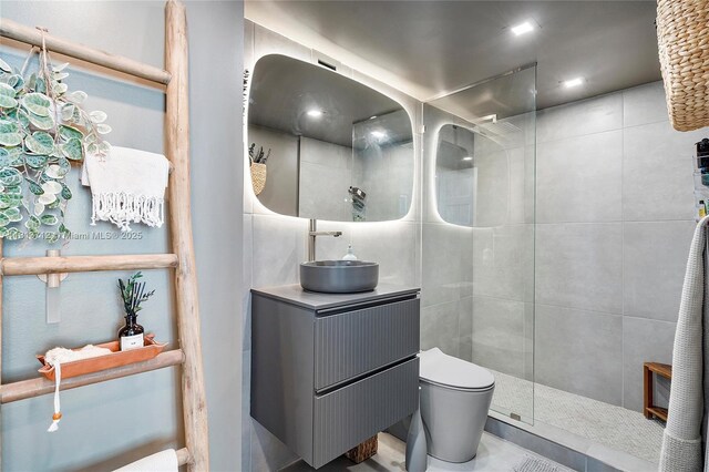 2150 Sans Souci Blvd Unit B311, North Miami, FL 33181 - bathroom featuring toilet, vanity, and walk in shower