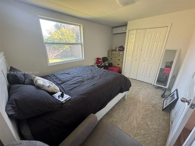 4706 25th Ave SW, Naples, FL 34116 - bedroom with a wall mounted AC and a closet