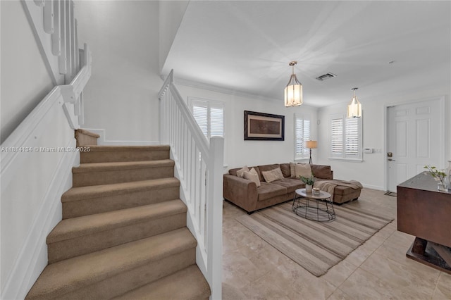 12441 Emerald Creek Mnr, Plantation, FL 33325 - living area with stairway, plenty of natural light, and light tile patterned floors